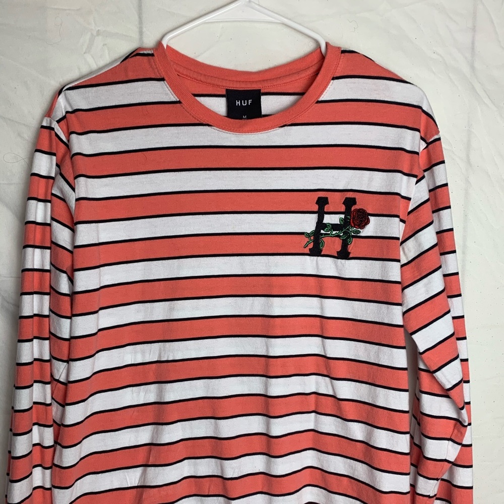 HUF white & salmon long sleeve